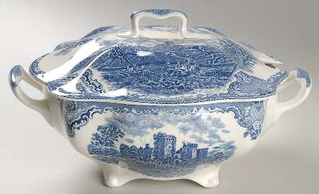 Old Britain Castles Blue (Made in England) Rectangular Tureen & Lid