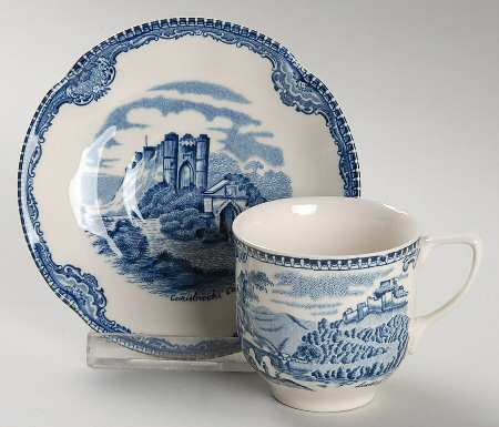 Old Britain Castles Blue (Made in England) Flat Demitasse Cup & Saucer Set