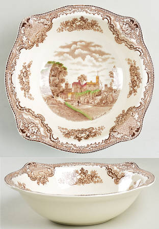 Old Britain Castles Brown Multicolor 8" Round Vegetable Bowl by Johnson Brothers