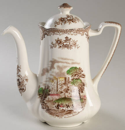 Old Britain Castles Brown Multicolor Coffee Pot & Lid by Johnson Brothers