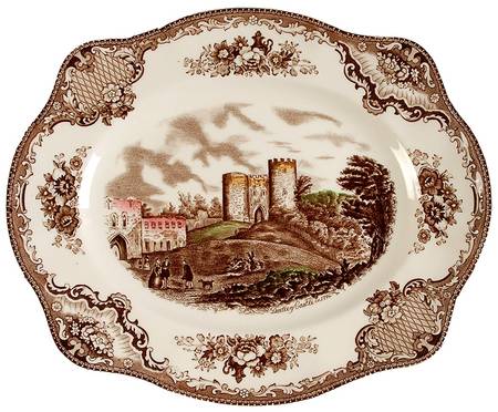 Old Britain Castles Brown Multicolor 10" Oval Serving Platter