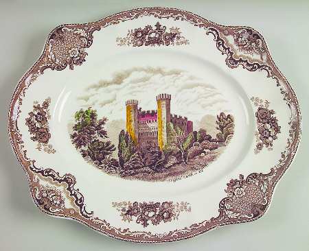 Old Britain Castles Brown Multicolor 17" Oval Serving Platter