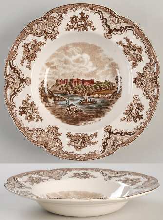 Old Britain Castles Brown Multicolor Large Rim Soup Bowl by Johnson Brothers
