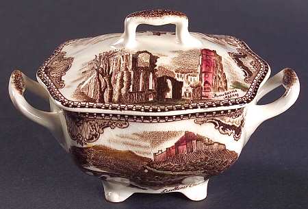 Old Britain Castles Brown Multicolor Mini Sugar Bowl & Lid by Johnson Brothers