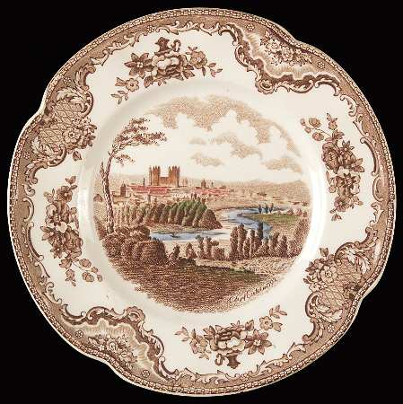 Old Britain Castles Brown Multicolor Dessert/Pie Plate