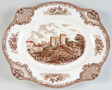Old Britain Castles Brown Multicolor 11" Oval Serving Platter
