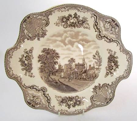 Old Britain Castles Brown Handled Cake Plate