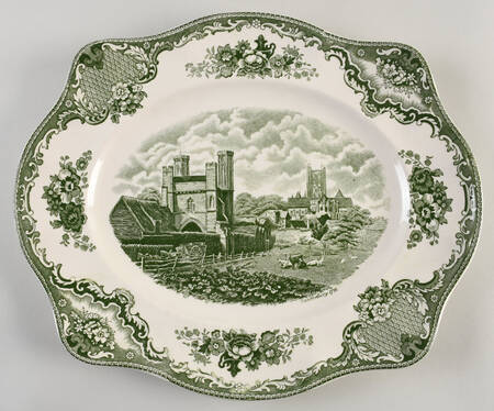 Old Britain Castles Green 13" Oval Serving Platter