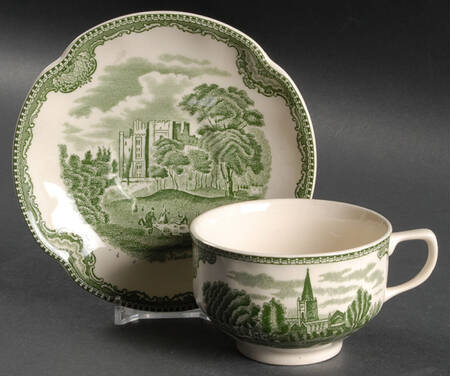 Old Britain Castles Green Flat Cup & Saucer Set