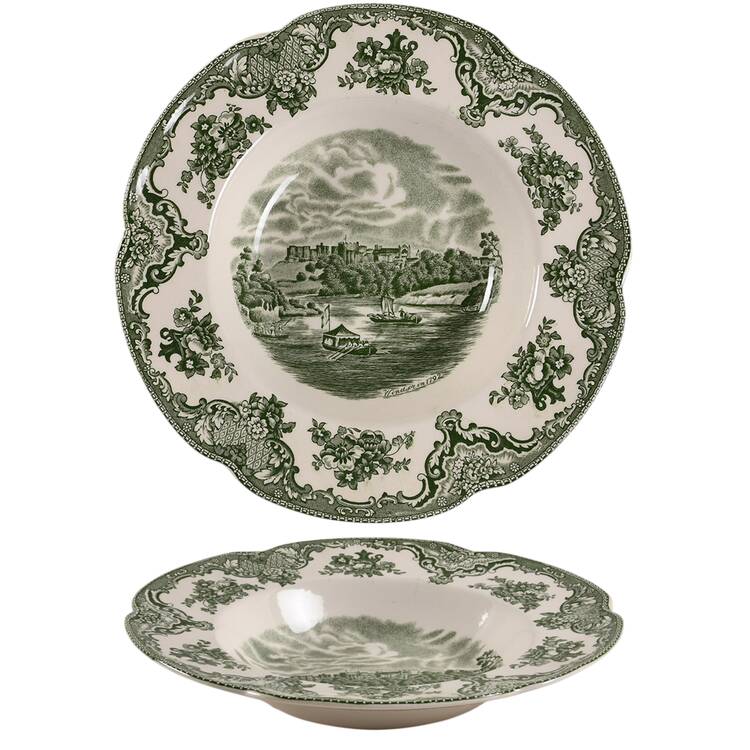 Old Britain Castles Green Rim Soup Bowl