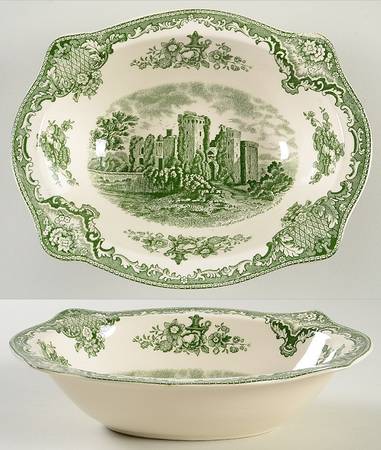 Old Britain Castles Green 8" Oval Vegetable Bowl