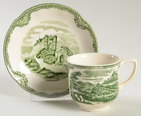 Old Britain Castles Green Flat Demitasse Cup & Saucer Set