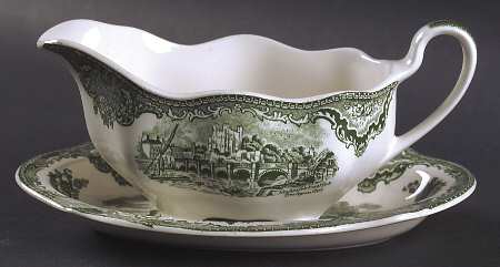 Old Britain Castles Green Gravy Boat & Underplate/Relish