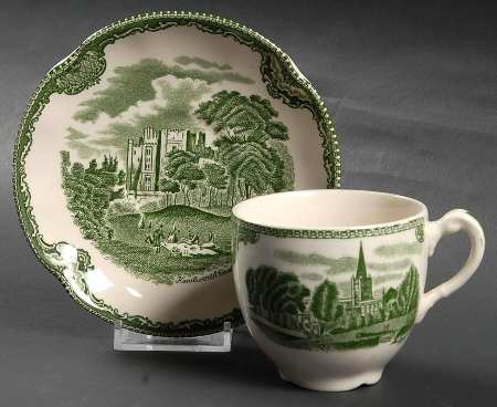 Old Britain Castles Green Flat Cup & Saucer Set