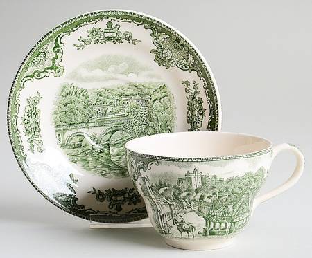 Old Britain Castles Green Jumbo Cup & Saucer Set