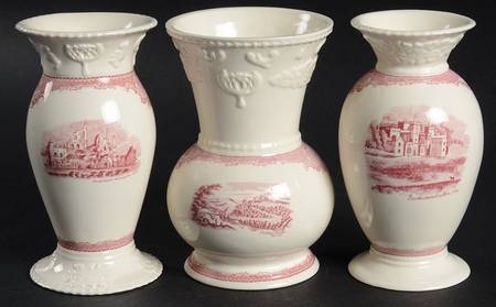 Old Britain Castles Pink (No Crown Made England) Set of 3 Motif 4" Vase