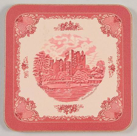 Old Britain Castles Pink (No Crown Made England) Square Corkback Coaster