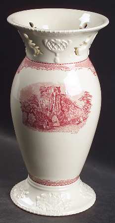 Old Britain Castles Pink (No Crown Made England) 9" Pierced Vase