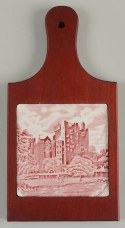 Old Britain Castles Pink (No Crown Made England) 10" Rosewood Cheese Board with Tile  HC