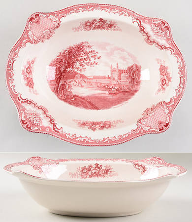 Old Britain Castles Pink (Crown Made In England) 12" Oval Vegetable Bowl