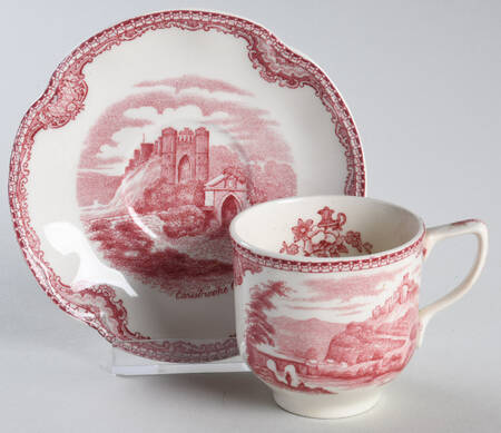 Old Britain Castles Pink (Crown Made In England) Flat Demitasse Cup & Saucer Set