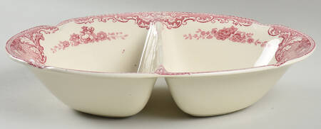 Old Britain Castles Pink (Crown Made In England) 9" Oval Divided Vegetable Bowl
