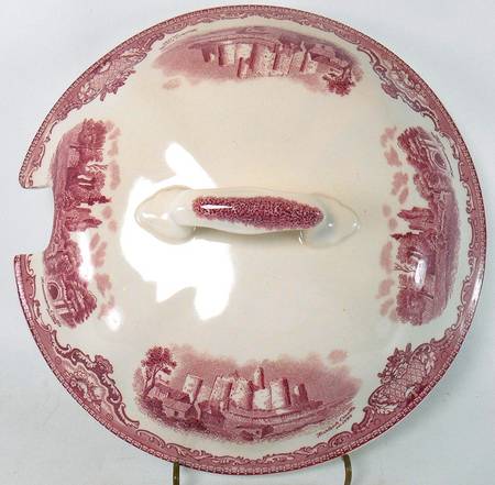 Old Britain Castles Pink (Crown Made In England) Lid for Large Round Vegetable