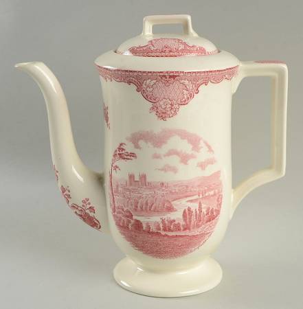 Old Britain Castles Pink (Crown Made In England) Coffee Pot & Lid