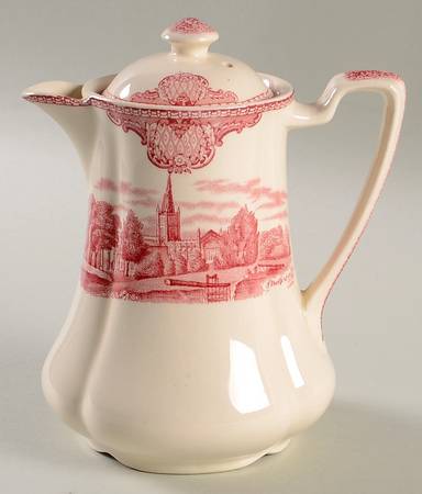 Old Britain Castles Pink (Crown Made In England) Hot Water Jug & Lid