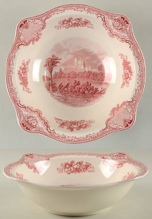 Old Britain Castles Pink (Crown Made In England) 10" Round Vegetable Bowl