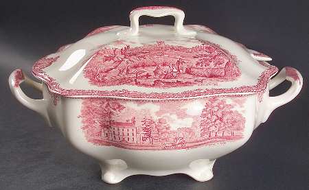 Old Britain Castles Pink (Crown Made In England) Rectangular Tureen & Lid