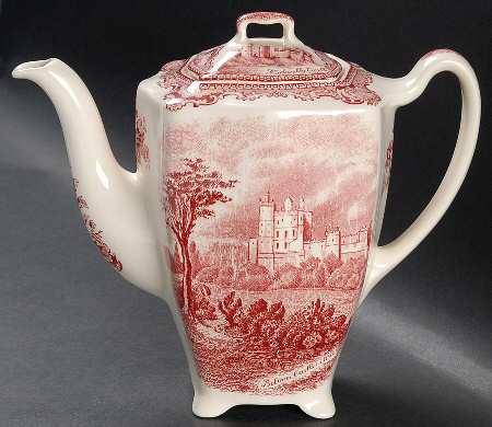 Old Britain Castles Pink (Crown Made In England) Coffee Pot & Lid