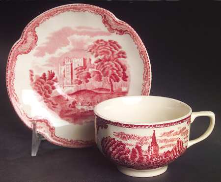 Old Britain Castles Pink (Crown Made In England) Footed Cup & Saucer Set