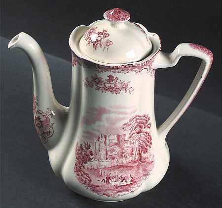 Old Britain Castles Pink (Crown Made In England) Coffee Pot & Lid