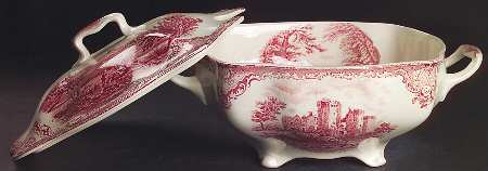 Old Britain Castles Pink (Crown Made In England) Rectangular Tureen & Lid