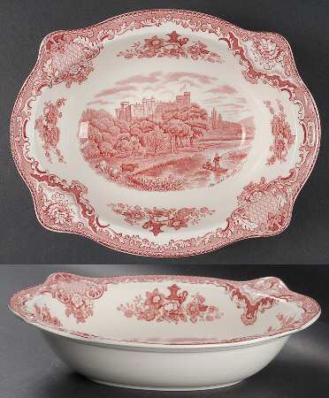 Old Britain Castles Pink (Crown Made In England) 9" Oval Vegetable Bowl