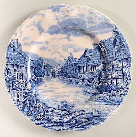 Olde English Countryside Blue Dessert/Pie Plate