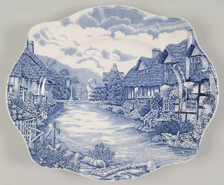 Olde English Countryside Blue 12" Oval Serving Platter