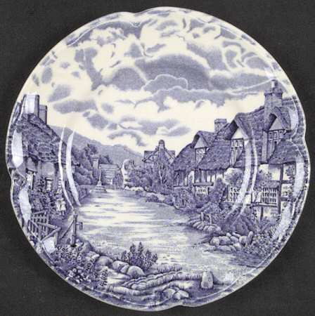 Olde English Countryside Blue Bread & Butter Plate