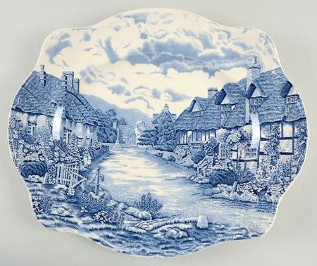 Olde English Countryside Blue 15" Oval Serving Platter