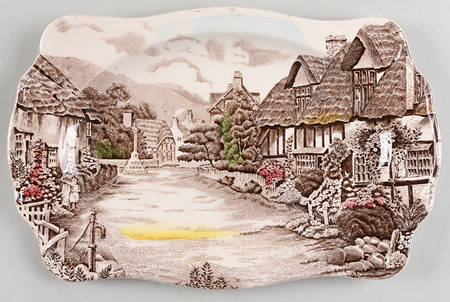 Olde English Countryside Brown Multicolor 10" Oval Serving Platter