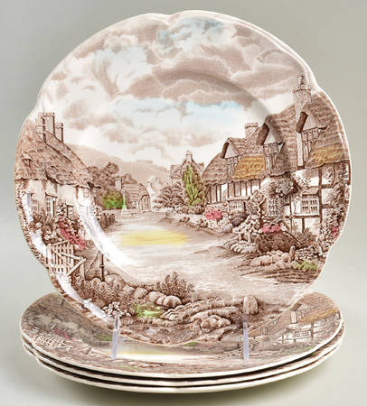 Olde English Countryside Brown Multicolor Dinner Plate - Set of 4