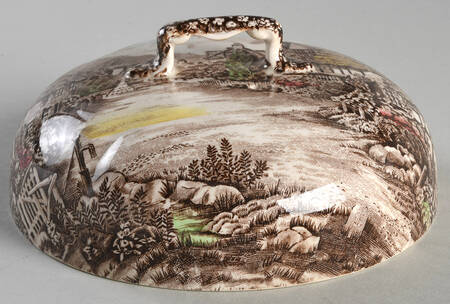 Olde English Countryside Brown Multicolor Lid for Round Butter