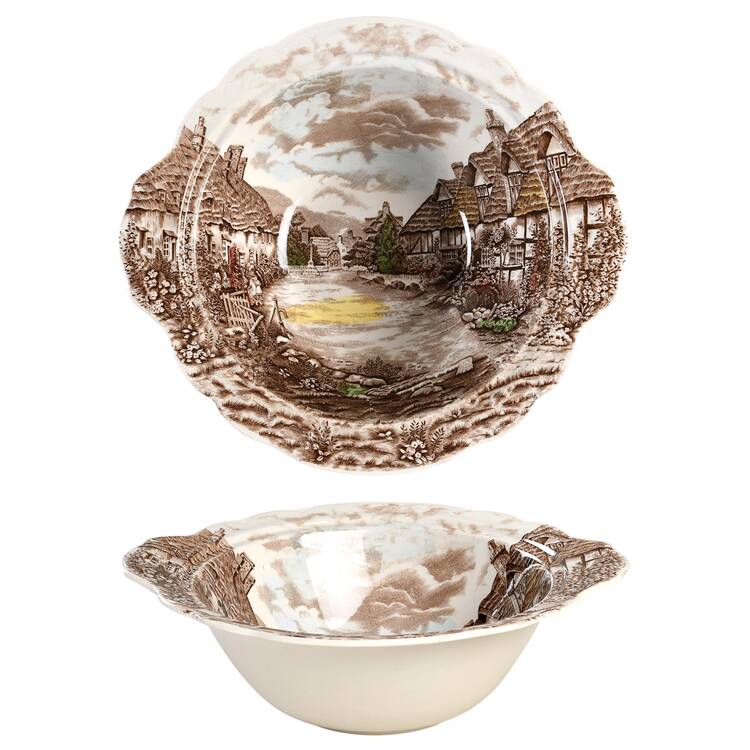 Olde English Countryside Brown Multicolor Large Round Vegetable No Lid