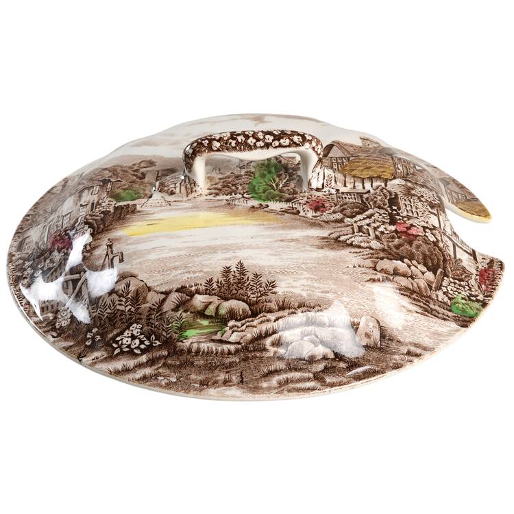 Olde English Countryside Brown Multicolor Lid for Large Round Vegetable