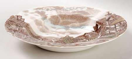Olde English Countryside Brown Multicolor Rim Soup Bowl