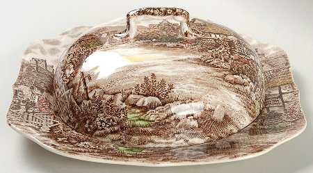 Olde English Countryside Brown Multicolor Muffin Dish & Lid