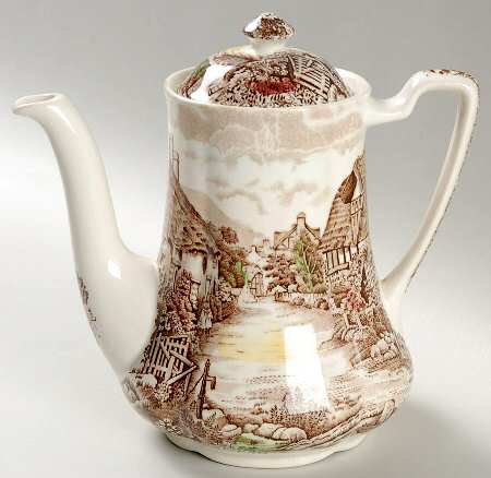 Olde English Countryside Brown Multicolor Mini Coffee Pot & Lid