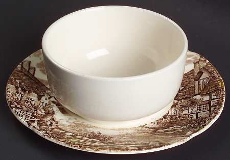 Olde English Countryside Brown Multicolor Mayonnaise with Attached Underplate, No Lid