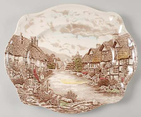 Olde English Countryside Brown Multicolor 15" Oval Serving Platter